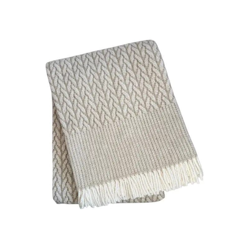 55" X 70" Cinnamon Cotton Blend Woven Plush Throw Blanket With Fringe 1