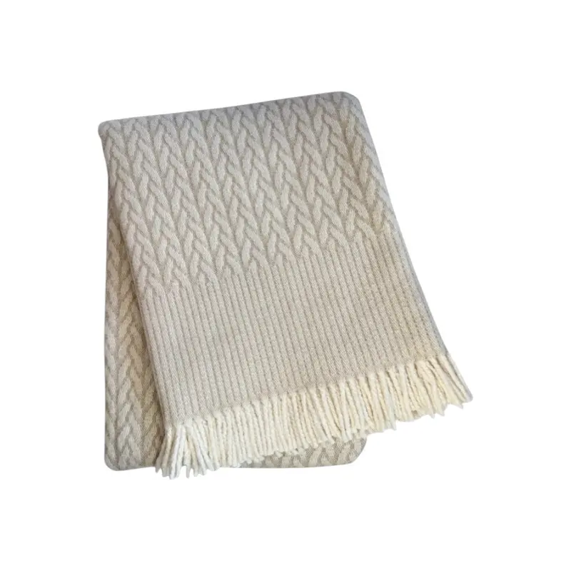 55" X 70" Linen Cotton Blend Woven Plush Throw Blanket With Fringe 1