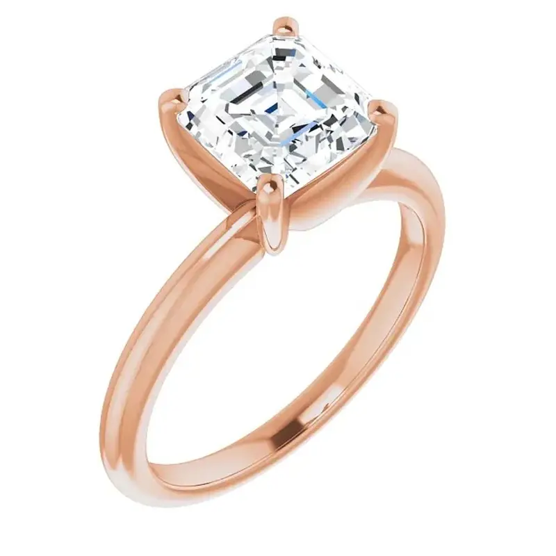 5Ct Asscher Solitaire Moissanite Engagement Ring In White Yellow Or Rose Gold 1