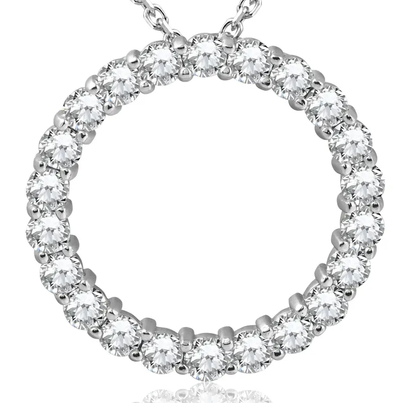 5Ct Diamond Circle Pendant 14K White Gold Lab Grown 1