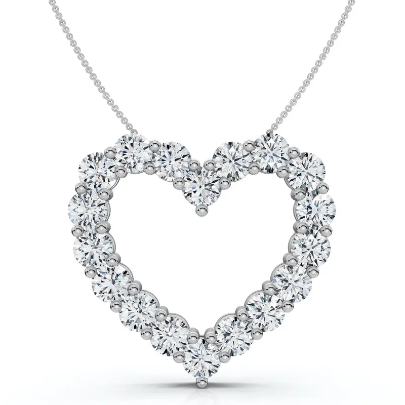 5Ct Diamond Heart Pendant 14K Gold Lab Grown 1 1/5" Tall 18" Necklace Size: 1 1/5" 1