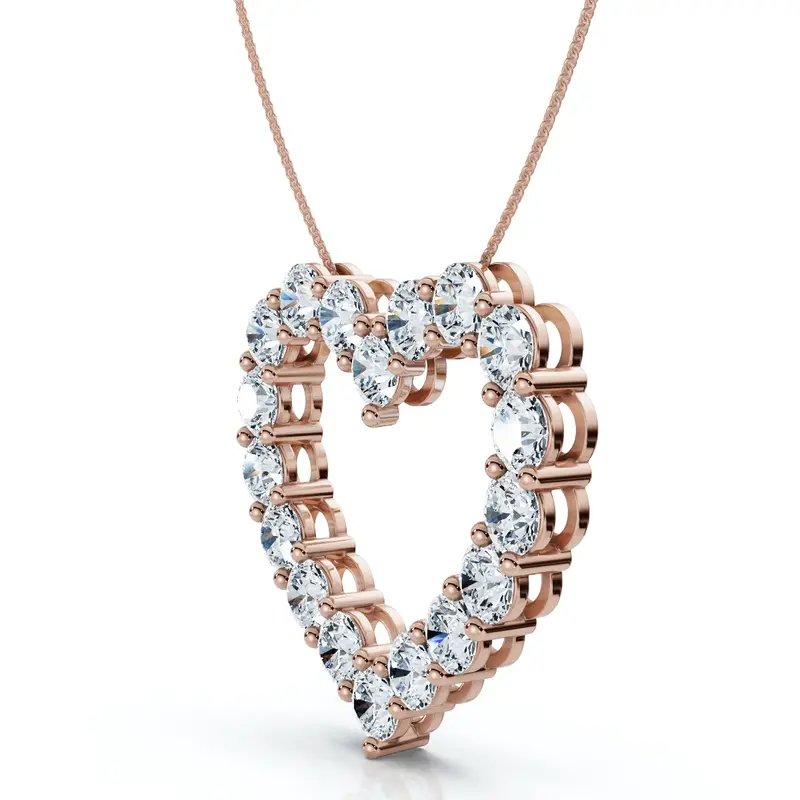 5Ct Diamond Heart Pendant 14K Gold Lab Grown 1 1/5" Tall 18" Necklace Size: 1 1/5" 1