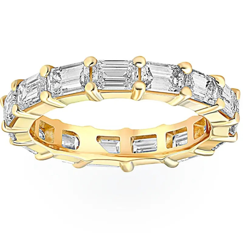 5Ct Emerald Moissanite Eternity Ring In 14K Yellow Gold 1