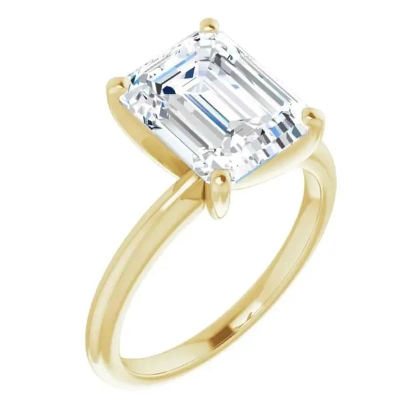 5Ct Emerald Solitaire Moissanite Engagement Ring In White Yellow Or Rose Gold 1