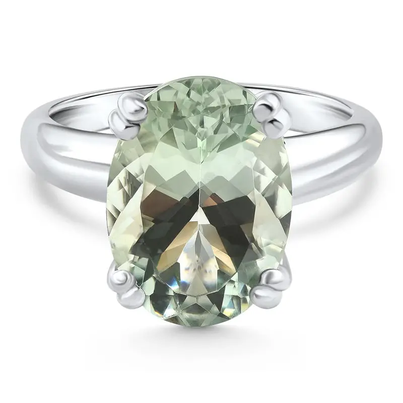 5Ct Green Amethyst Oval Ring 10K Gold 1
