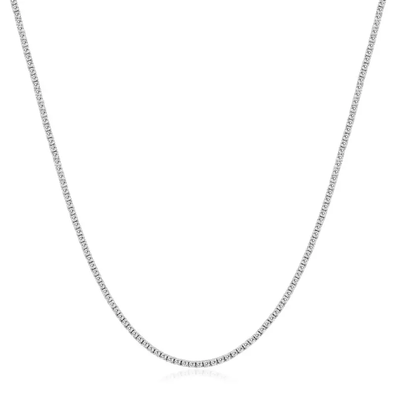 5Ct Natural Diamond Tennis Necklace 14K White Gold  16" 1