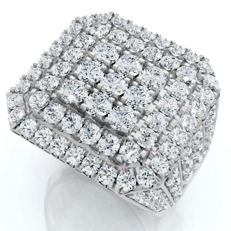 5Ct Tw Men's Round Diamond Pave Ring Gold Lab Grown 1