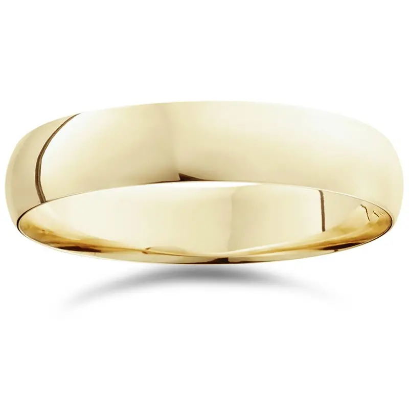 5Mm Dome High Polished Wedding Band 14K Yellow Gold Size Selectable 1