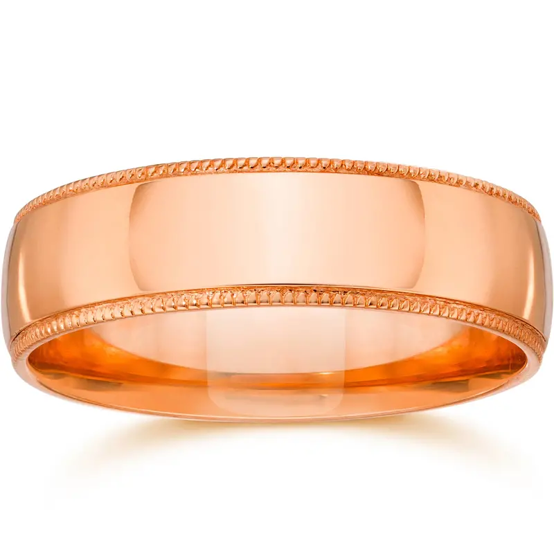 5Mm Milgrain 14K Rose Gold Polished Wedding Band Size Selectable 1