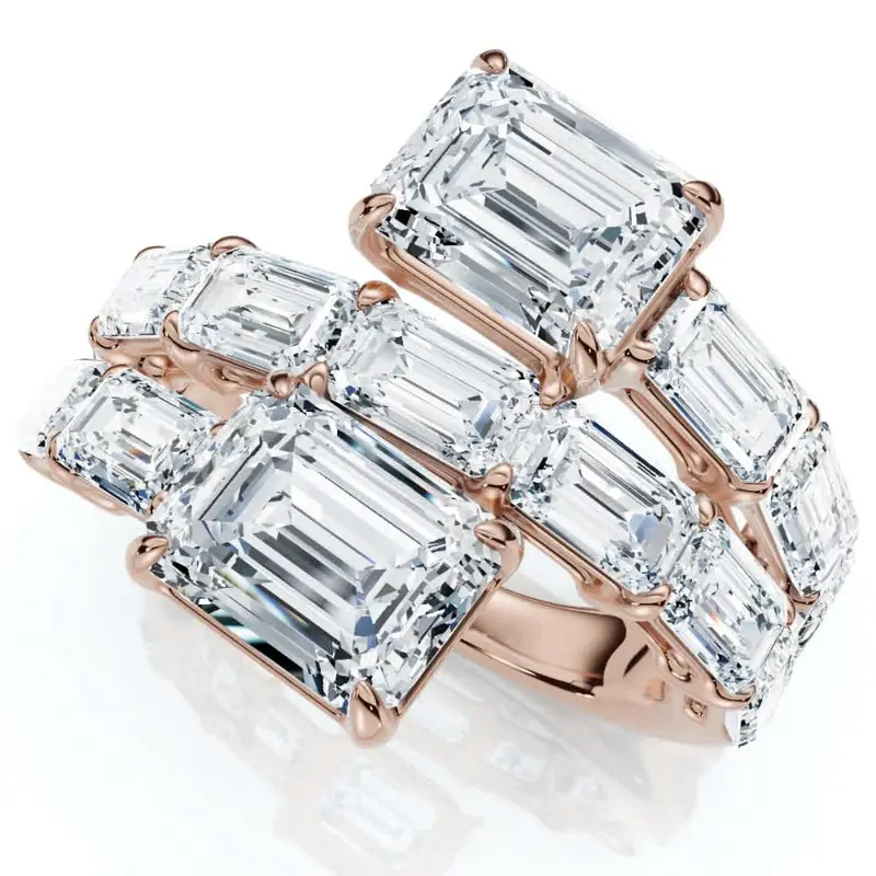 6 1/2Ct Emerald Cut Diamond Ring Gold Women's Right Hand Anniversary Band 1