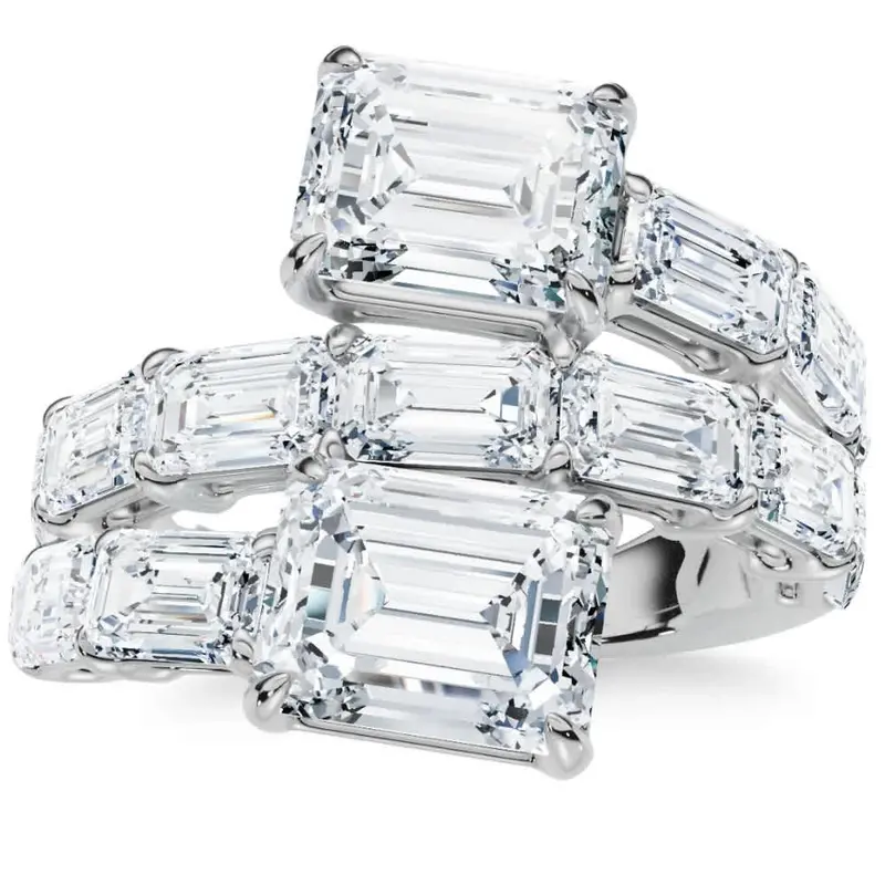 6 1/2Ct Emerald Cut Diamond Ring Gold Women's Right Hand Anniversary Band 1