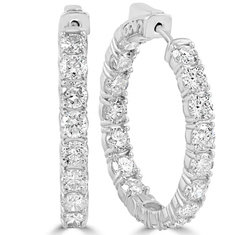 6.13 Cttw Diamond Inside Outside Hoops 14K White Gold 30Mm Tall Lab Grown 1