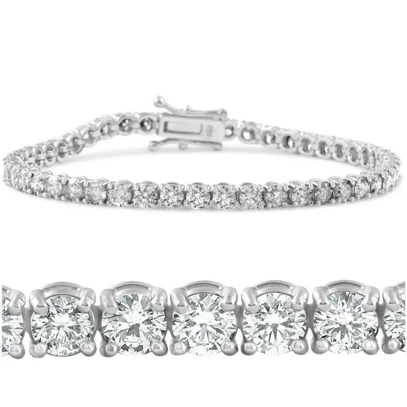 6.25 Ct Diamond Tennis Bracelet 7" One Row Natural Round Diamonds 14K White Gold 1