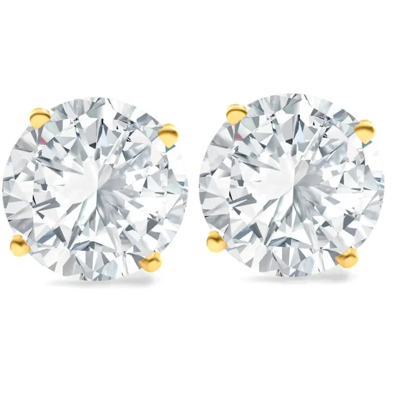 6.85Ct Round Diamond Studs 14K Yellow Gold Lab Grown Screw Back Earrings 1
