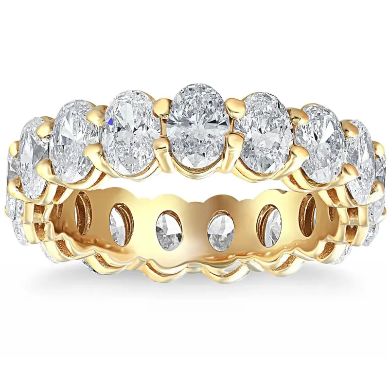 6 Ct Tw Oval Cut Moissanite Eternity Ring 14K Yellow Gold Womens Wedding Band 1