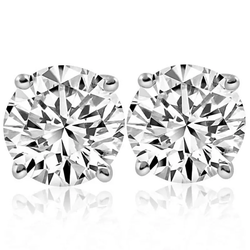 6 Ct Tw Round Moissanite Studs In 14K White Gold 1