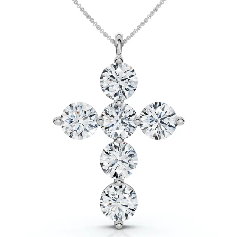 6Ct Diamond Cross Pendant Lab Grown 18" Necklace 1