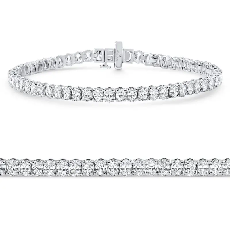 6Ct Oval Cut Diamond Tennis Bracelet 14K White Gold Lab Grown 7" Size: 7 1