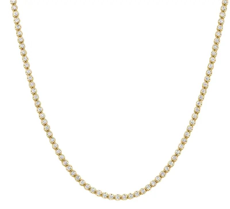 6Ct Round Lab Grown Diamond Tennis Necklace 14K Yellow Gold 18" Lab Grown 1