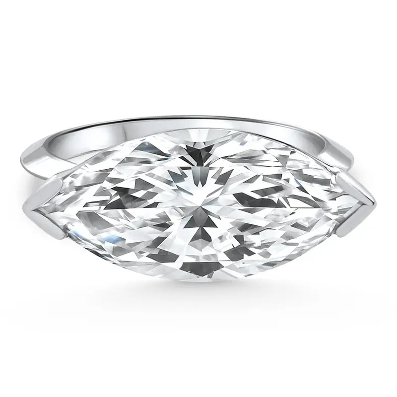 6Ct White Gold Certified Lab Grown Marquise Diamond East West Engagement Ring Size: 7 1