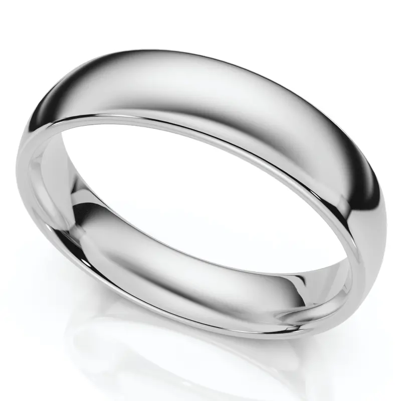 6Mm Dome High Polished Wedding Band 14K White Gold Size Selectable 1