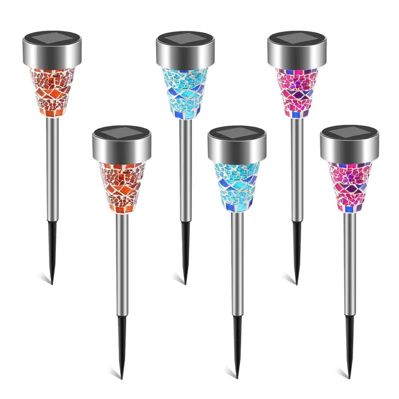 6Packs Solar Garden Lights Outdoor Solar Pathway Lights Ip44 Water Resistant Landscape Lights - Multicolor 1