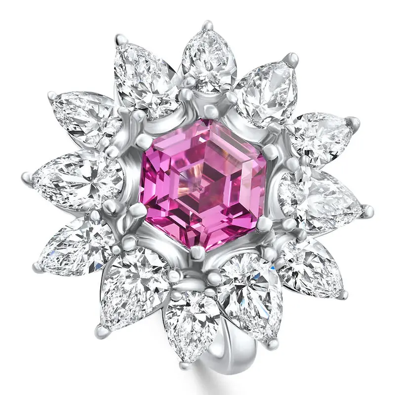 7.18Ct Pink Topaz Diamond Anniversary Ring White Gold Lab Grown Size: 7 1