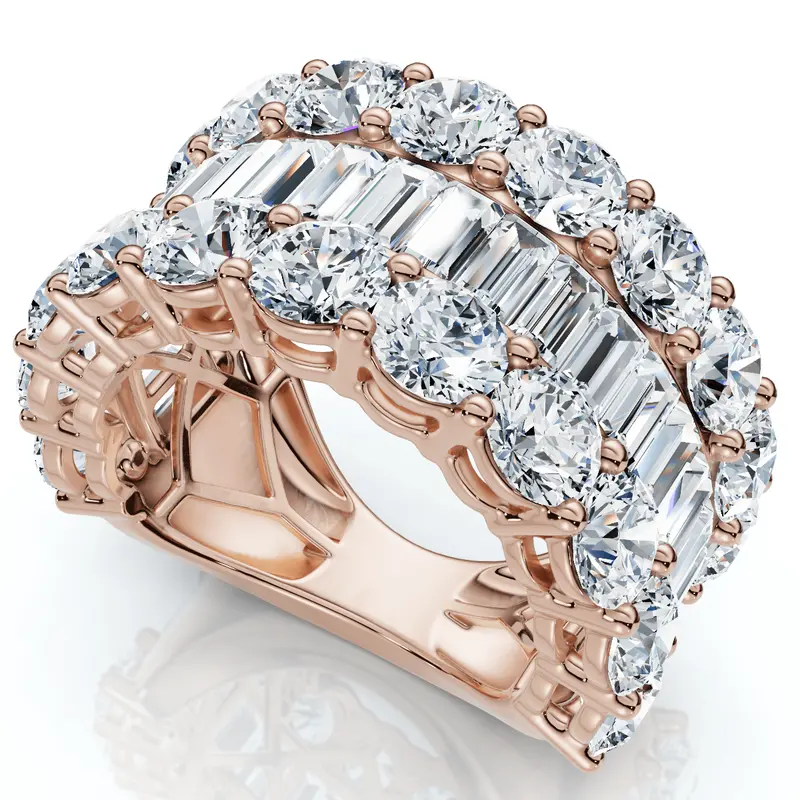 7.50Ct Baguette & Round Diamond Ring 10K Gold Lab Grown 1