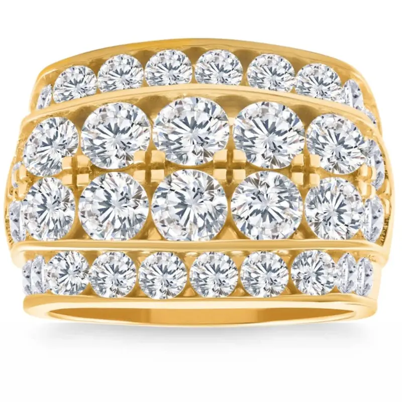 7Ct Diamond Men's Four Row Anniversary Ring In 10K Yellow Gold 1
