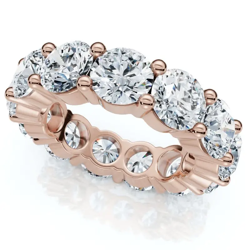 7Ct Diamond Round Cut Eternity Ring 14K Gold Lab Grown Anniversary Band 1