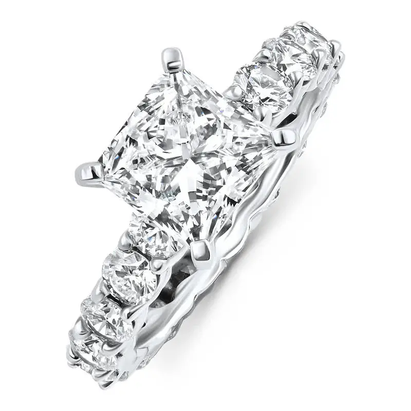 7Ct Princess Cut Diamond Eternity Engagement Ring 14K Gold Lab Grown 1
