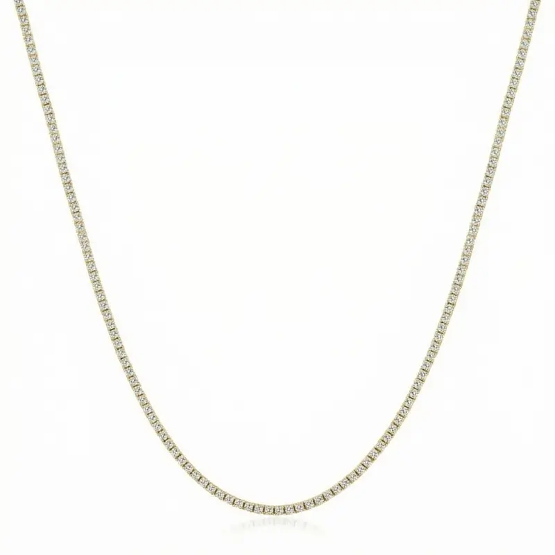 7Ct Tw Diamond Tennis Necklace 4-Prong 14K Yellow Gold 16.5" Lab Grown 1