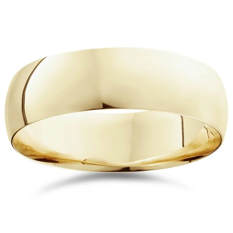 7Mm Dome High Polished Wedding Band 10K Yellow Gold Size Selectable 1