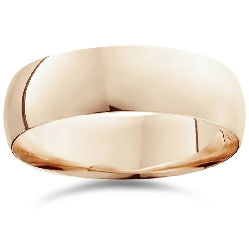 7Mm Dome High Polished Wedding Band 14K Rose Gold Size Selectable 1