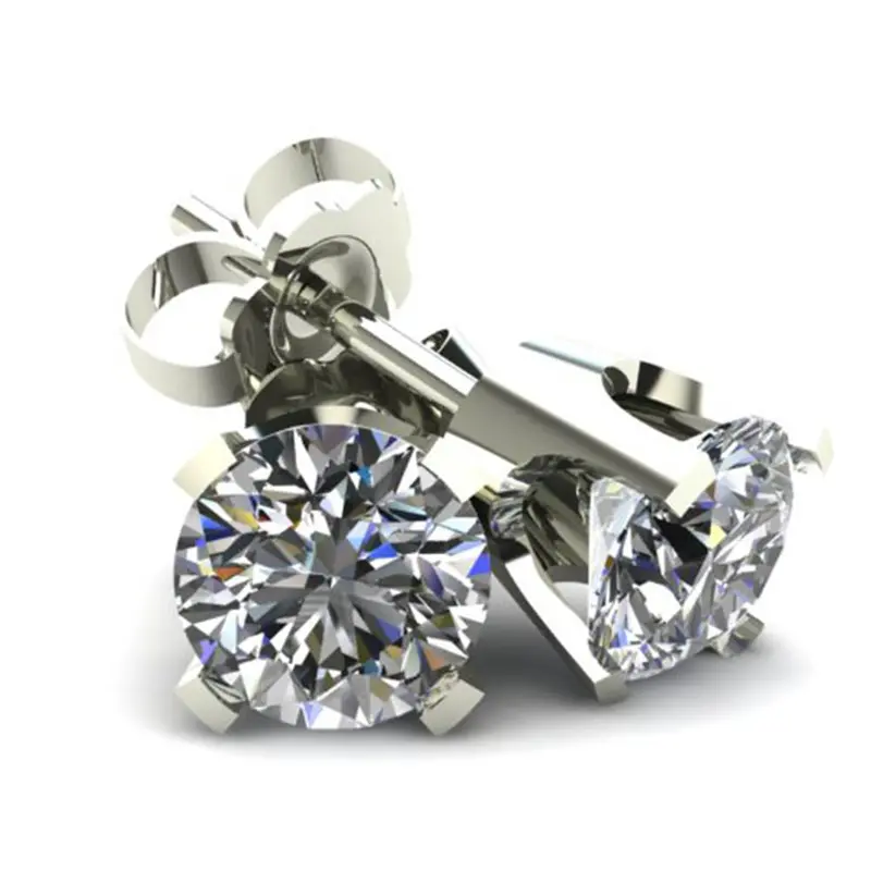 .85Ct Round Brilliant Cut Natural Diamond Stud Earrings In 14K Gold Classic Setting 1