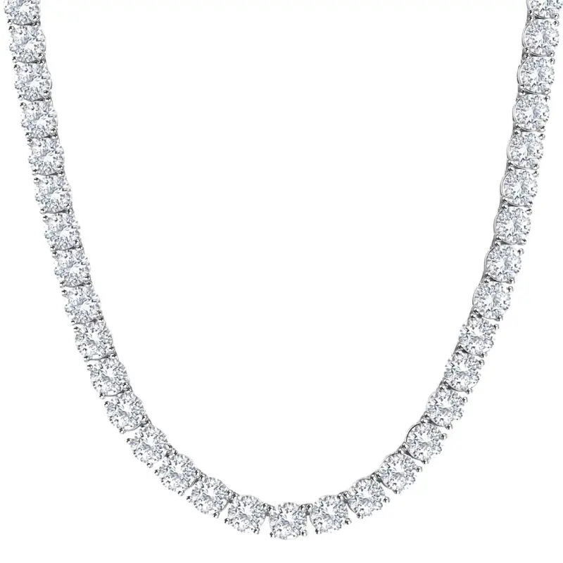 87.80Ct Tw Diamond Tennis Necklace 14K White Gold 18" Lab Grown 1