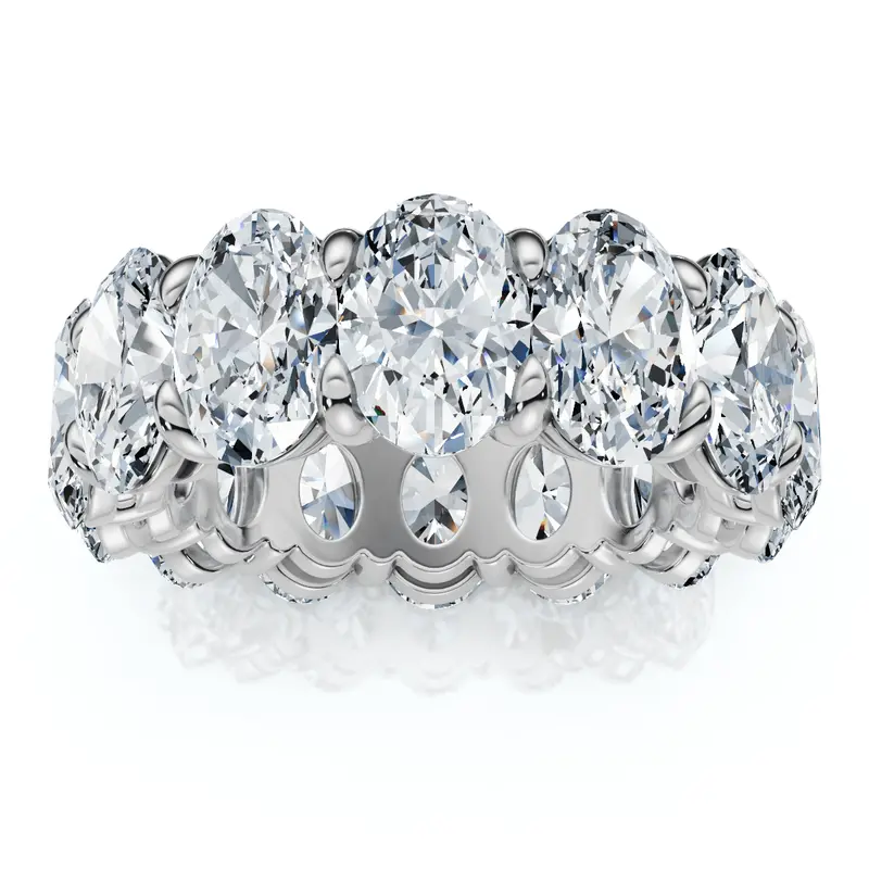 8Ct Oval Diamond Eternity Ring 14K Gold Platinum Band Lab Grown 1