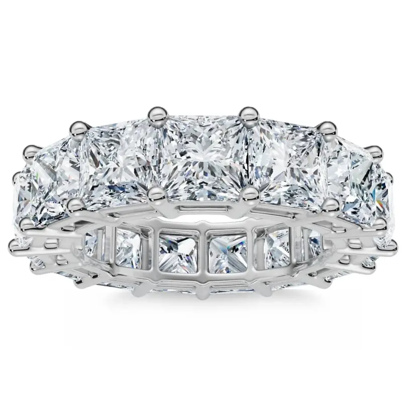 8Ct Princess Cut Diamond Eternity Ring 14K Gold Lab Grown 4.5Mm Wide 1