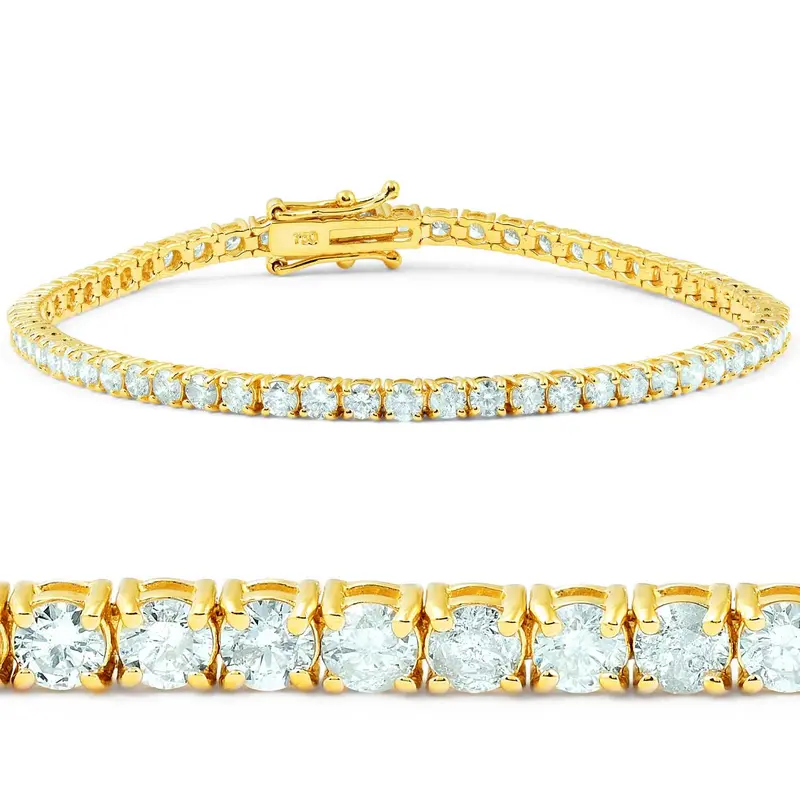 9 1/2 Ct Diamond Tennis Bracelet 14K Yellow Gold 7" 1