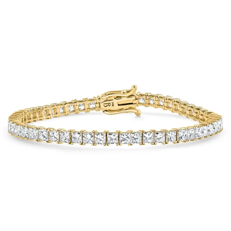9.20Ct Princess Cut Diamond 7" Tennis Bracelet 14K Gold Lab Grown 1