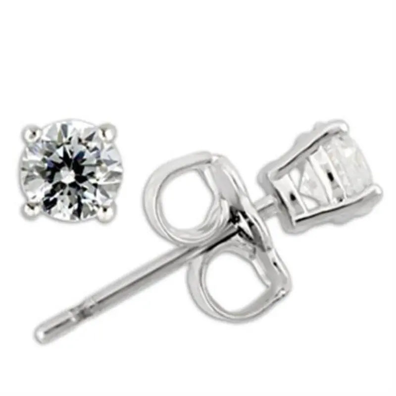 925 Sterling Silver Earrings With Aaa Grade Cz In Clear-4Mm 1
