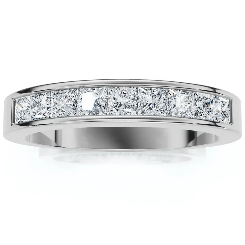 950 Platinum 5/8Ct Princess Cut Diamond Wedding Ring Size Selectable 1
