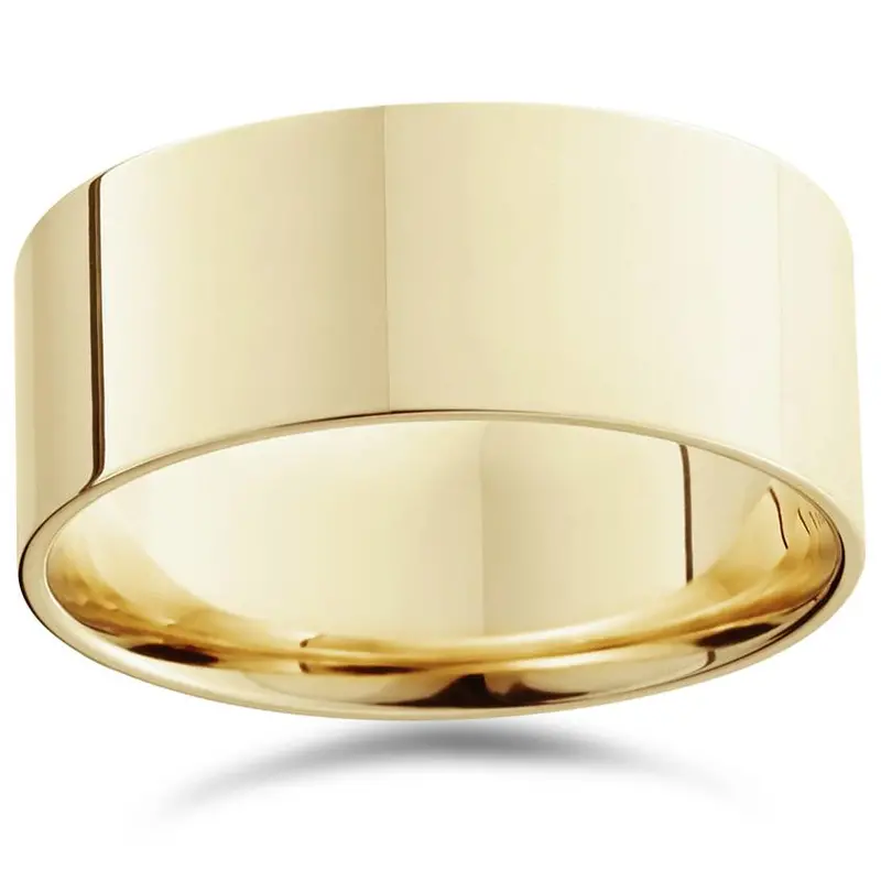 9Mm Flat High Polished Wedding Band 14K Yellow Gold Size Selectable 1