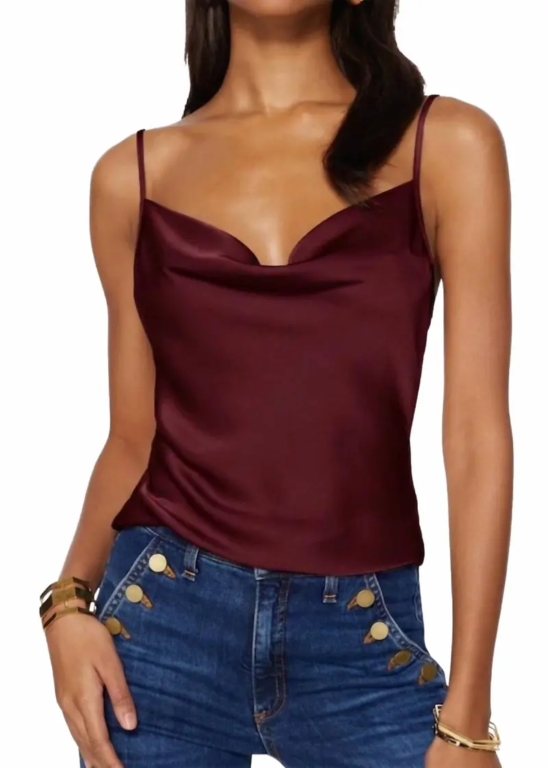 Abigail Cowl Neck Tank Top In Cabernet 1