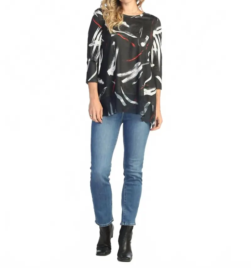 Abstract Colored Chiffon Hem Top In Multicolor 1