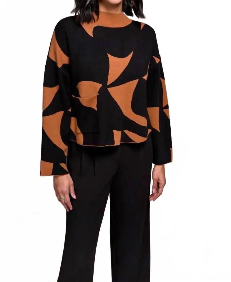 Abstract Oversized Sweater In Black 1