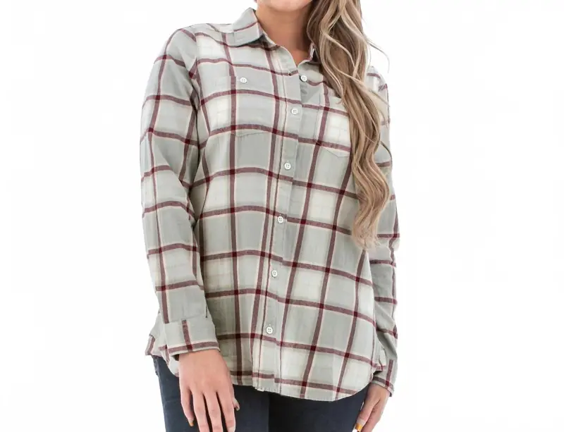 Acadia Boyfriend Long Sleeve Shirt In Alloy 1