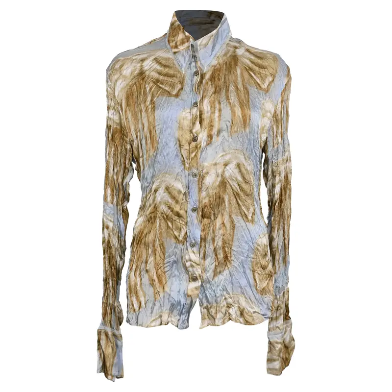 Acne Studios Printed Button-Up Shirt In Multicolor Viscose 1