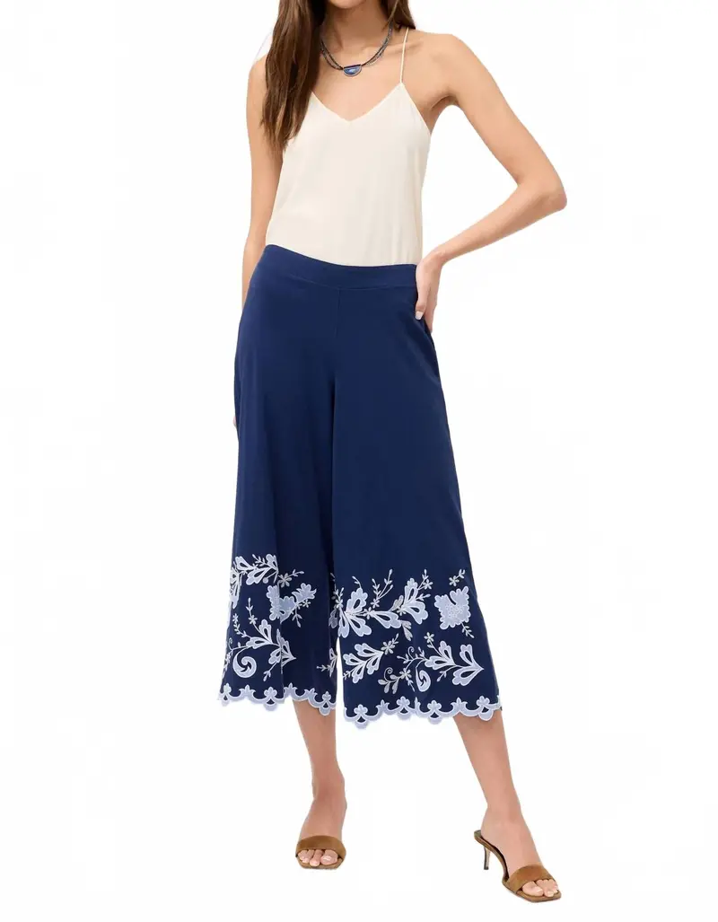 Addeline Knit Culotte Pant In Navy 1