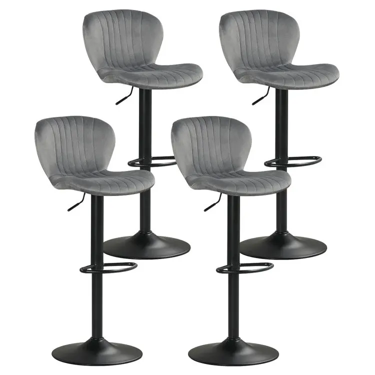 Adjustable Counter Height Chairs Set Of 4 With Velvet Upholstered Backrests 1